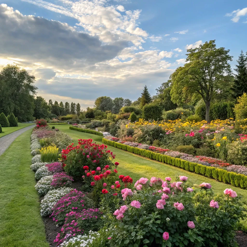 Beautiful landscaped garden with flowers